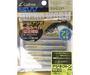 OWNER Віброхвіст 82922(MW-03) 2,6" Micro Worm Aji Nekton #09 Clear Gold 8шт.