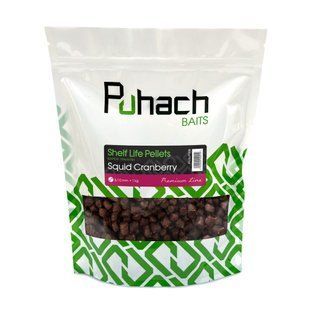 Варені гранули Puhach Baits Premium Line Shelf Life Pellets 1 kg - Squid Сranberry 8/10 mm
