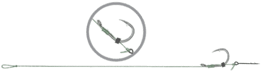 Power Feeder Rig KO.1, 10cm, #8, 5pcs - Методний повідець на плетеному повідцевому матеріалі довжиною(10см), голкою та гачком "KO.1"(№8), комплект: (5шт)