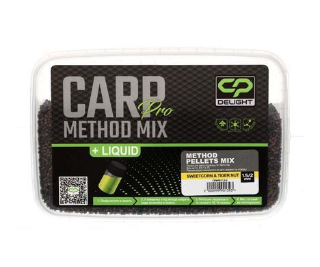 CARP PRO Delight Method Pellets mix 1,5/2 mm SWEETCORN&TIGER NUT + ліквід