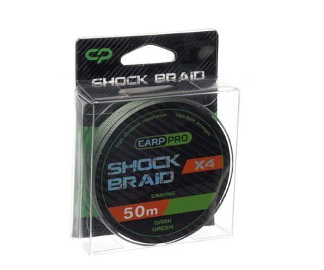 CARP PRO Плетений PE 4x шок-лiдер 20 lb 50 м зелений
