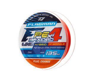 Шнур Flagman PE Hybrid F4 135m 0.08mm 3,6кг/8lb FluoOrange