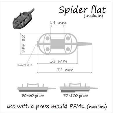 Годівниця ORANGE Spider Flat Method з вертлюгом № 4, 30г, в уп. 1 шт