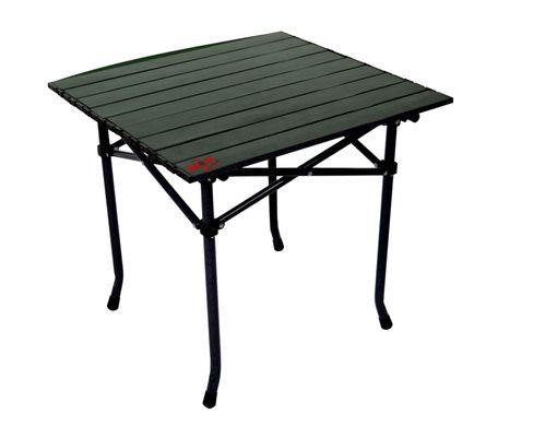 Roll-top bivvy table, 53x51x49cm - Металічний компактний туристичний складний стіл з сегментованою складною столешнею, в комплекті з валізою для транспортування, розміри: (53см х 51см х 49см), вага: (2,9кг)