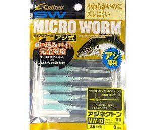 OWNER Віброхвіст 82922(MW-03) 2,6" Micro Worm Aji Nekton #11 Clear Blue 8шт.