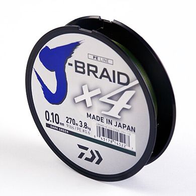 Шнур Daiwa J-Braid X4E 0.10mm-270m Dark Green