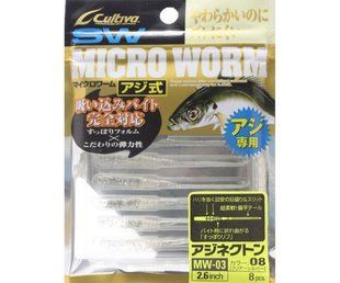 OWNER Віброхвіст 82922(MW-03) 2,6" Micro Worm Aji Nekton #08 Clear Silver 8шт.