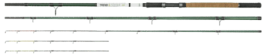 Trend-II feeder rod, 360cm, 160g, 3+3 sections - Фідерне потужне 3-х частне вудлище з 3-ма квівертипами, комбіноване руків"я, тест: (160г), довжина: (3,6м)