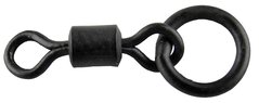 Micro Hook Ring Swivel #14, 10pcs - Мікро вертлюг з великим додатковим кільцем, матово чорний, розмір: (№14), кількість: (10шт)