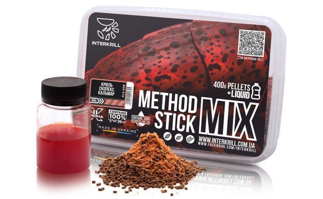 Пелетс Interkrill "METHOD/STICK MIX" Криль-Скопекс-Кальмар, 400г