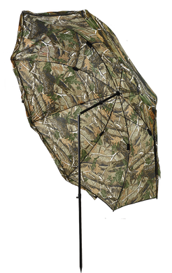 Umbrella Shelter, camou, 250cm - Парасоля рибальська камуфляжна з відстібним тентом та регулюванням нахилу, у комплекті з кілочками, діаметр: (250см), вага: (3кг)